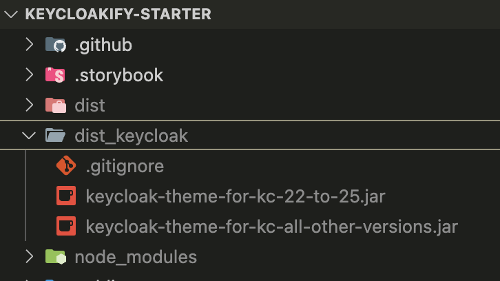 Generated Keycloak's theme .jar files under directory dist_keycloak: keycloak-theme-for-kc-22-to-25.jar and keycloak-theme-for-kc-all-other-versions.jar